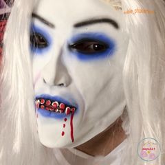 Mặt Nạ Ma Nữ Tóc Dài Trắng Đỏ - Phụ Kiện Hóa Trang Halloween Và Trung Thu - Ấn Tượng Độc Đáo Cho Tiệc Tùng