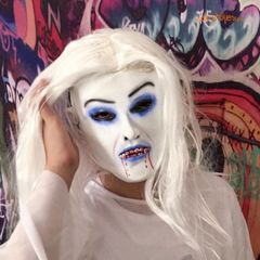 Mặt Nạ Ma Nữ Tóc Dài Trắng Đỏ - Phụ Kiện Hóa Trang Halloween Và Trung Thu - Ấn Tượng Độc Đáo Cho Tiệc Tùng