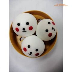 Bánh Bao Squishy Mềm Mịn - Hộp 3 Chiếc Gấu Trắng Hình Mặt Hề Đồ Chơi Giảm Căng Thẳng Cho Trẻ Em Và Người Lớn