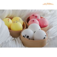 Bánh Bao Squishy Mềm Mịn - Hộp 3 Chiếc Gấu Trắng Hình Mặt Hề Đồ Chơi Giảm Căng Thẳng Cho Trẻ Em Và Người Lớn