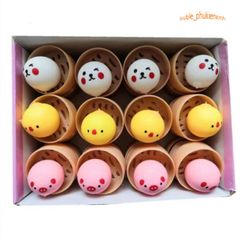 Bánh Bao Squishy Mềm Mịn - Hộp 3 Chiếc Gấu Trắng Hình Mặt Hề Đồ Chơi Giảm Căng Thẳng Cho Trẻ Em Và Người Lớn