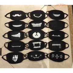 Khẩu Trang Chống Bụi Cotton Màu Đen Họa Tiết EXO, BTS, Hacker, Ngôi Sao - Phụ Kiện Thời Trang Làm Nổi Bật Cá Tính Bạn