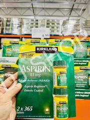 Viên Uống Kirkland Signature Ap.spirin Low_Dose 81mg Hỗ Trợ Tim Mạch - Sản Phẩm Chất Lượng Mỹ Giúp Giảm Đau và Kiểm Soát Cholesterol