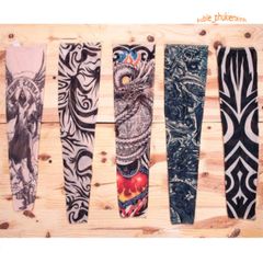 Găng Tay Hình Xăm Chống Nắng UV Dài Tay Phong Cách Thể Thao - Chất Liệu Nylon Co Giãn, Phù Hợp Halloween và Ngoài Trời