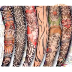 Găng Tay Hình Xăm Chống Nắng UV Dài Tay Phong Cách Thể Thao - Chất Liệu Nylon Co Giãn, Phù Hợp Halloween và Ngoài Trời