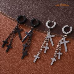 Khuyên Tai Ba Thánh Giá Cao Cấp - Không Cần Bấm Lỗ, Phong Cách Punk Cá Tính Cho Nam Nữ - Trang Sức Thời Trang Độc Đáo