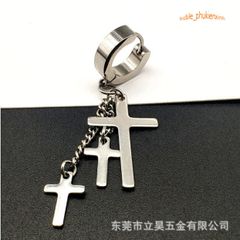 Khuyên Tai Ba Thánh Giá Cao Cấp - Không Cần Bấm Lỗ, Phong Cách Punk Cá Tính Cho Nam Nữ - Trang Sức Thời Trang Độc Đáo