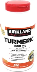 Viên Uống Bột Nghệ Kirkland Signature với Tiêu Đen 1000mg - Tăng Cường Sức Khỏe và Hỗ Trợ Tiêu Hóa - 320 Viên