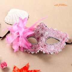 Mặt Nạ Nửa Mặt Kim Sa Sang Trọng Đỏ - Phụ Kiện Tiệc Tùng, Halloween, Khiêu Vũ, Lễ Hội - Thể Hiện Phong Cách Bí Ẩn