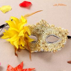 Mặt Nạ Nửa Mặt Kim Sa Sang Trọng Đỏ - Phụ Kiện Tiệc Tùng, Halloween, Khiêu Vũ, Lễ Hội - Thể Hiện Phong Cách Bí Ẩn