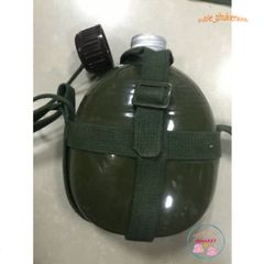 Bình Tông Nhôm Xanh Kiểu Lính Cổ Điển - Bình Đựng Nước và Rượu Tiện Lợi Cho Đi Rừng và Cắm Trại