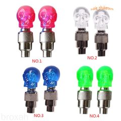 Đèn Led Neon Hình Đầu Lâu Gắn Van Bánh Xe Đạp, Xe Máy, Ô Tô - Nắp Van An Toàn, Trang Trí Thời Thượng, Dễ Dàng Lắp Đặt