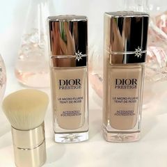 Bộ Kem Nền Dior Prestige Le Micro-Fluide Teint De Rose Tone 1N + Cọ Trang Điểm Chính Hãng - Lớp Nền Hoàn Hảo, Giữ Màu Lâu Trôi