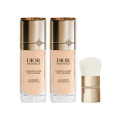 Bộ Kem Nền Dior Prestige Le Micro-Fluide Teint De Rose Tone 1N + Cọ Trang Điểm Chính Hãng - Lớp Nền Hoàn Hảo, Giữ Màu Lâu Trôi