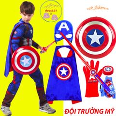 Bộ Trang Phục Đội Trưởng Mỹ Captain America cho Bé Trai và Bé Gái - Hóa Trang Thú Vị, Chơi Đùa An Toàn, Đồ Chơi Thông Minh 3+