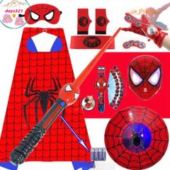 Bộ Trang Phục Hóa Trang Người Nhện Cho Bé - Áo Liền Quần Siêu Anh Hùng Kèm Mũ, Chất Liệu Satin Mềm Mại, Thích Hợp Halloween và Tiệc Hóa Trang