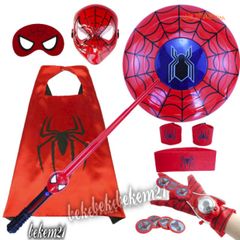 Bộ Trang Phục Hóa Trang Người Nhện Cho Bé - Áo Liền Quần Siêu Anh Hùng Kèm Mũ, Chất Liệu Satin Mềm Mại, Thích Hợp Halloween và Tiệc Hóa Trang