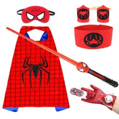 Bộ Trang Phục Siêu Nhân Nhện Lưới 4 Chi Tiết - Mặt Nạ, Áo, Quần, Áo Choàng Cho Bé Trai 10-26kg - Trang Phục Hóa Trang Cho Bé