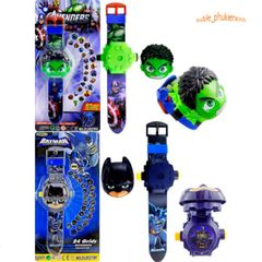 Đồng Hồ Chiếu 3D The Avengers cho Trẻ Em - SpiderMan, Iron Man, Hulk - Đồ Chơi Học Tập Sáng Tạo Có Đèn Biến Hình