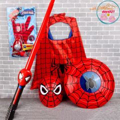 Bộ trang phục siêu anh hùng Người Nhện - Áo choàng và mặt nạ cosplay trẻ em, đồ chơi Halloween độc đáo, quà sinh nhật sáng tạo