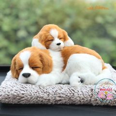 Thú bông chó mèo tai dài vàng trắng - Lõi than hoạt tính khử mùi và lọc không khí cho ô tô, trang trí dễ thương cho xe hơi.