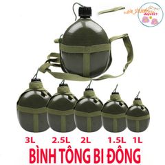 Bình Tông 3 Lít Kiểu Cổ Điển - Dụng Cụ Đựng Nước, Rượu Chống Gỉ, Phong Cách Lính Kháng Chiến, Thích Hợp Đi Dã Ngoại, Camping