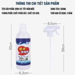 Chai Xịt Tẩy Nấm Mốc LKB 500ml - Sản Phẩm Làm Sạch Tường Bếp, Nhà Tắm An Toàn và Tiện Lợi cho Gia Đình