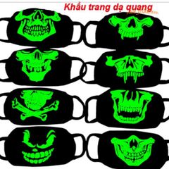Khẩu Trang Phát Sáng Đầu Lâu Dạ Quang - Phụ Kiện Halloween Thú Vị, Khẩu Trang Cosplay Unisex, Chống Bụi và Giữ Ấm