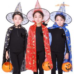 Bộ hóa trang phù thủy 2020 cho trẻ em & người lớn - Áo choàng đen và nón phù thủy Halloween phong cách kỳ bí, hấp dẫn