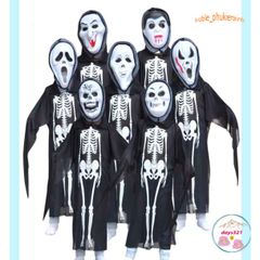 Bộ Trang Phục Halloween Kinh Dị - Áo Quần Xương Người và Mặt Nạ Đầu Lâu Cho Nam Nữ - Phụ Kiện Thời Trang Độc Đáo