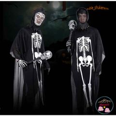 Bộ Trang Phục Halloween Kinh Dị - Áo Quần Xương Người và Mặt Nạ Đầu Lâu Cho Nam Nữ - Phụ Kiện Thời Trang Độc Đáo