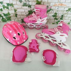 Giày Trượt Patin Trẻ Em 4 Bánh Cao Cấp + Bộ Đồ Bảo Hộ Toàn Diện (Mũ, Chân, Tay) - Thể Thao Vui Chơi An Toàn