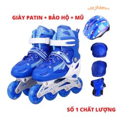 Giày Trượt Patin Trẻ Em 4 Bánh - Giày Thể Thao Cao Cấp + Bộ Bảo Hộ Toàn Diện (Chân, Tay, Mũ) - Cho Bé Thoải Mái Vui Chơi