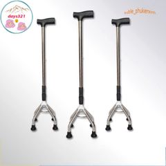 Gậy Batoong Chống 4 Chân INOX - Điều Chỉnh Chiều Cao Cho Người Già, Khuyết Tật, Hỗ Trợ Di Chuyển An Toàn