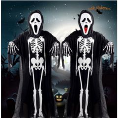 Áo Choàng Xương Ma Halloween Dài 120cm - Trang Phục Hóa Trang Độc Đáo Cho Trẻ Em và Người Lớn, Phù Hợp Cho Các Bữa Tiệc Halloween