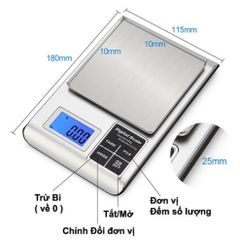Cân Điện Tử Tiểu Ly Bỏ Túi 5KW - Cân Chính Xác 0.1G Đến 3KG, Chức Năng Trừ Bì, Đơn Vị Đo Đa Dạng, Thiết Kế Sang Trọng