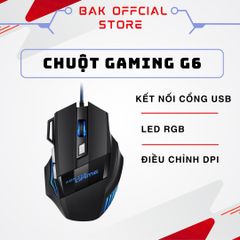 Chuột Gaming Có Dây BAK G6 - 6 Nút, Đèn LED RGB Tùy Chỉnh DPI, Thiết Kế Ergonomic, Phụ Kiện Chơi Game Cao Cấp