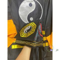Áo Dài Bát Quái Kèm Mũ Đạo Sư - Trang Phục Hóa Trang Đạo Giáo Cao Cấp, Thêu Cửu Long và Thái Cực, Quà Tặng Độc Đáo