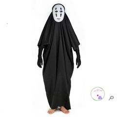 Bộ Hóa Trang Vô Diện Cosplay Halloween - Áo Choàng, Mặt Nạ & Găng Tay Đen Cho Trẻ Em và Người Lớn, Mã VFDR54