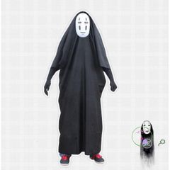 Trang phục Vô Diện (Kaonashi) từ Spirited Away - Bộ Cosplay Halloween với áo choàng, mặt nạ và găng tay dài cho trẻ em và người lớn