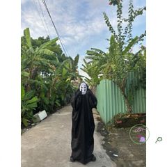 Trang phục Vô Diện (Kaonashi) từ Spirited Away - Bộ Cosplay Halloween với áo choàng, mặt nạ và găng tay dài cho trẻ em và người lớn