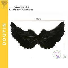 Cánh Thiên Thần Đen Lông Mềm - Phụ Kiện Hóa Trang Halloween & Noel cho Nữ, Trang Phục Cosplay Công Chúa, Đồ Dự Tiệc Giáng Sinh