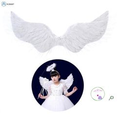 Cánh Vũ Thiên Thần Trắng Mềm Mại - Phụ Kiện Hóa Trang Halloween Cho Trẻ Em Với Dây Đeo Đàn Hồi, Thời Trang Độc Đáo