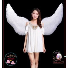 Bộ Cánh Thiên Thần Trắng và Cánh Ác Quỷ Đen Cosplay 160x90cm - Đồ Hóa Trang Độc Đáo cho Tiệc Halloween