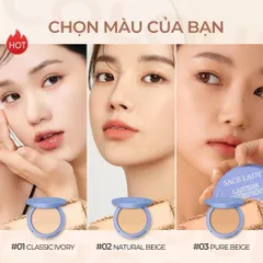 Phấn Phủ SACE LADY Kiềm Dầu Che Phủ Cao Lâu Tone 01 Classic Ivory 10g - Giúp Da Mịn Màng, Kháng Nước, Hoàn Hảo Cho Trang Điểm
