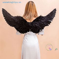 Cánh Thiên Thần Đen Trắng Hóa Trang - Phụ Kiện Halloween Cho Người Lớn Và Trẻ Em, Chất Liệu Lông Vũ, Kích Thước Đa Dạng