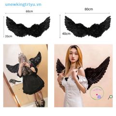 Cánh Thiên Thần Đen Trắng Hóa Trang - Phụ Kiện Halloween Cho Người Lớn Và Trẻ Em, Chất Liệu Lông Vũ, Kích Thước Đa Dạng