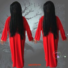 Bộ Trang Phục Kinh Dị Tóc Dài Đỏ-Trắng - Thần Chết Halloween Cosplay, Đồ Hóa Trang Cho Tiệc Hóa Trang và Chụp Ảnh