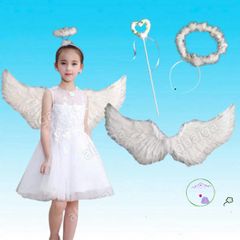 Bộ Trang Phục Cánh Thiên Thần Đen Đỏ - Phụ Kiện Hóa Trang Ma Quái Halloween, Cánh Quỷ và Sừng Lông ấn tượng cho Cosplay