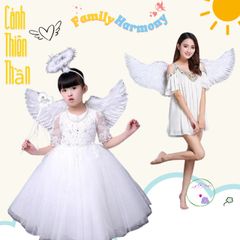 Bộ Trang Phục Thiên Thần 3 Mảnh Cho Bé Gái - Cánh Thiên Thần và Phụ Kiện Halloween, Trung Thu, Thời Trang Hóa Trang
